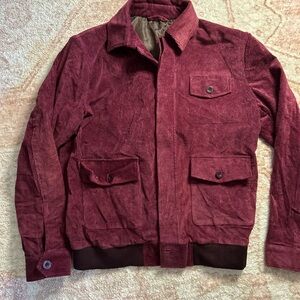 Men's Burgundy Corduroy Bomber Jacket